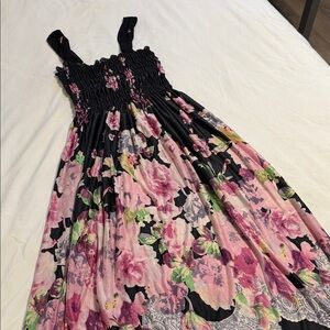 Floral Maxi Dress with Black Straps